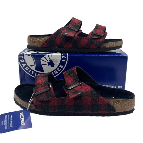 Birkenstock Arizona Rivet Plaid Red Slide Sandals Size EU 44 / US 11 main image 10